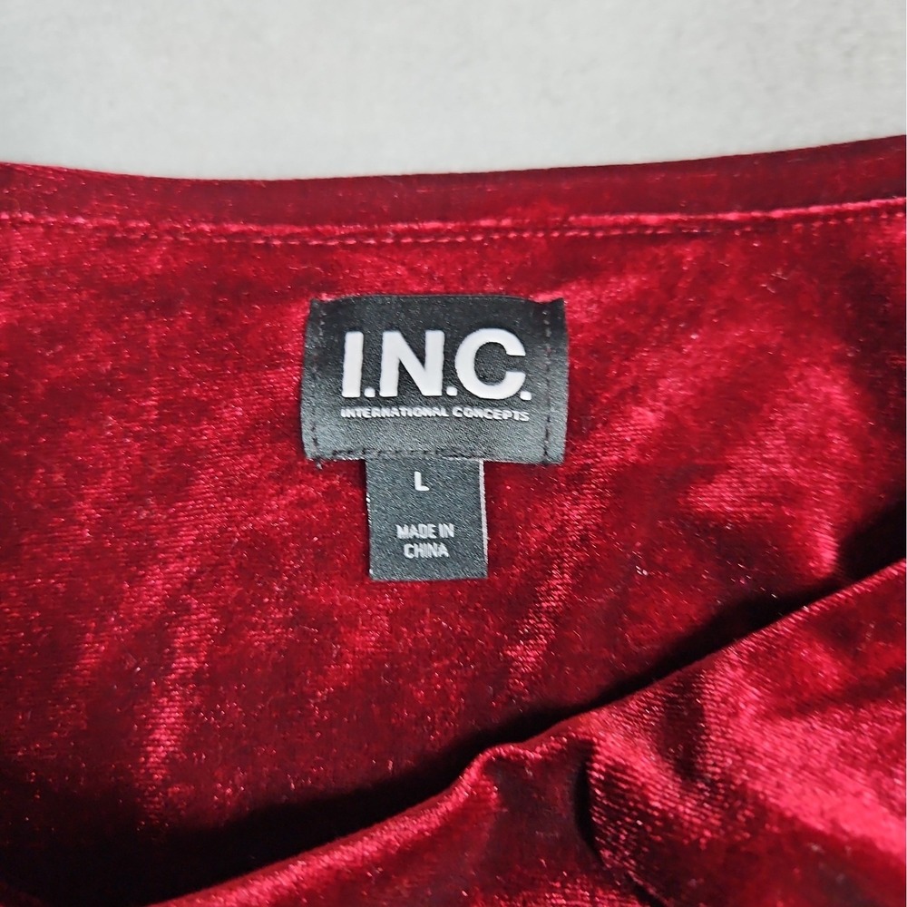 INC Womens Red Velour Long Sleeve Bodycon Dress Size Large NWT - Picture 4 of 12
